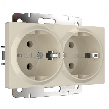 Розетка двойная с заземлением (слоновая кость) W1172003 &mdash; Multielectrika