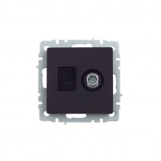 Розетка двойная TV+RJ45 кат.5E IEK Brite РТВ/РК12-БрЧ черная &mdash; Multielectrika