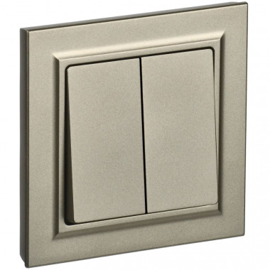 Выключатель двухклавишный 10А в сборе IEK Brite ВСР10-2-0-БрШ шампань — Multielectrika