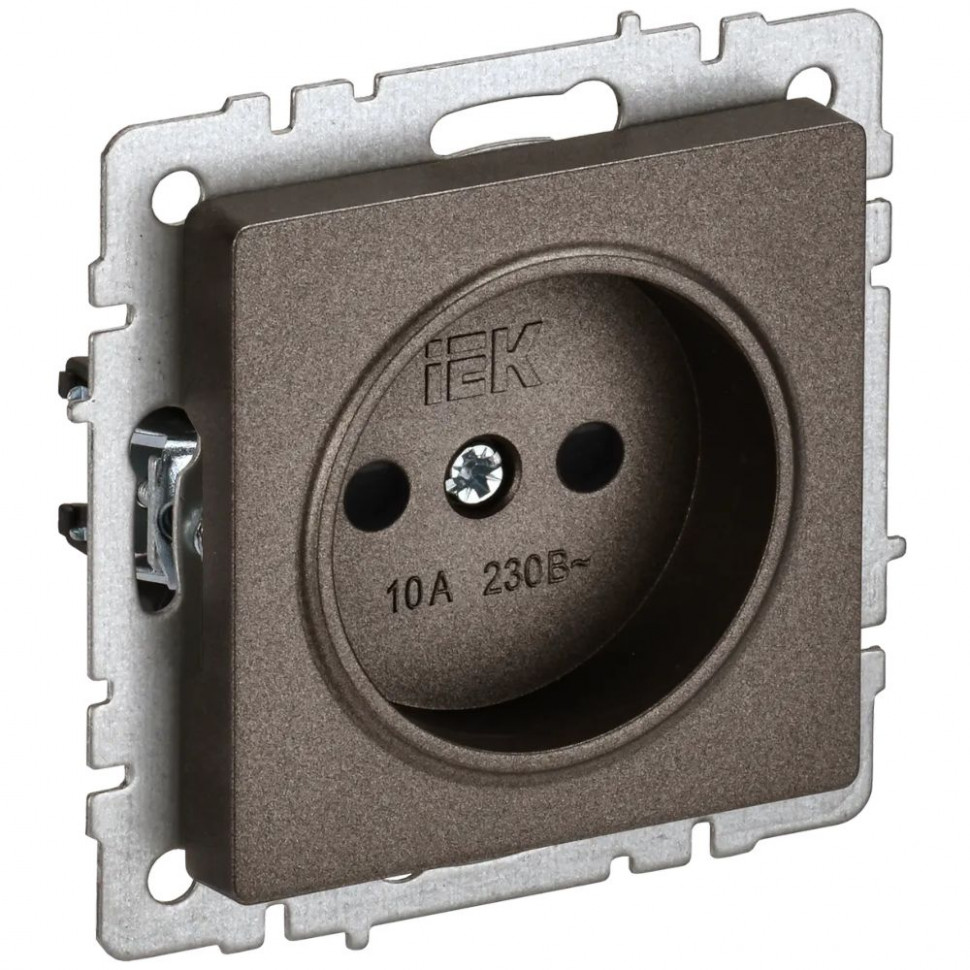 Розетка без заземления с защитными шторками 10А IEK Brite РСш10-2-БрТБ темная бронза фото 1 — Multielectrika