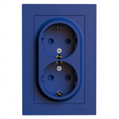 Розетка двойная Systeme Electric AtlasDesign со шторками, в сборе, 16А, аквамарин &mdash; Multielectrika