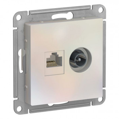 Розетка TV+RJ-45 Schneider Electric Atlas Design жемчуг — Multielectrika