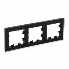 Рамка Schneider Electric Atlas Design Nature на 3 поста, матовое черное стекло &mdash; Multielectrika