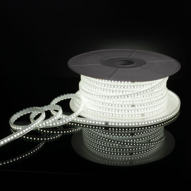 Светодиодная лента 220 В 14,4 вт/м 120 Led/м 2835 IP65, холодный белый 6500K, 50 м Лента светодиодная 220V 14,4W 120Led 2835 IP65 6500 холодный белый, 50 м — Multielectrika