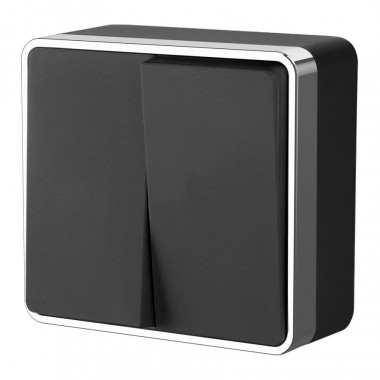 Выключатель двухклавишный Gallant черный/хром W5020035 &mdash; Multielectrika