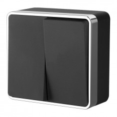 Выключатель двухклавишный Gallant черный/хром W5020035 &mdash; Multielectrika