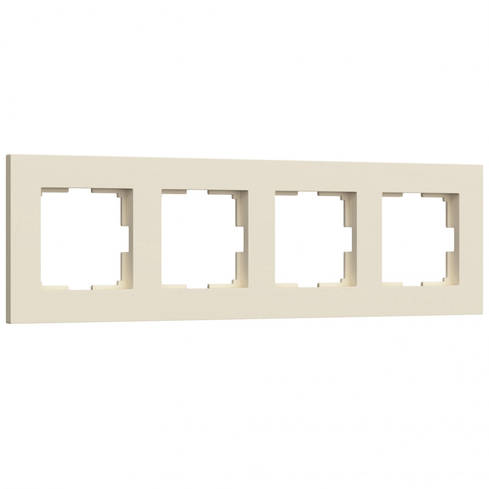 Рамка из поликарбоната на 4 поста Slab айвори софт W0042962 фото 1 &mdash; Multielectrika