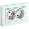 Розетка двойная с заземлением без защитных шторок 16А в сборе IEK Brite РС12-3-БрЖ жемчуг фото 1 — Multielectrika