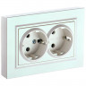 Розетка двойная с заземлением без защитных шторок 16А в сборе IEK Brite РС12-3-БрЖ жемчуг