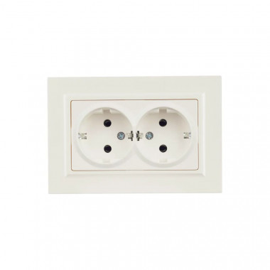 Розетка двойная с заземлением без защитных шторок 16А в сборе IEK Brite РС12-3-БрЖ жемчуг — Multielectrika