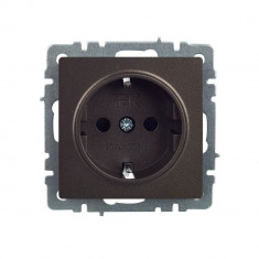 Розетка с заземлением с защитными шторками 16А IEK Brite РСР14-1-0-БрТБ темная бронза &mdash; Multielectrika