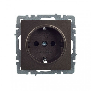 Розетка с заземлением с защитными шторками 16А IEK Brite РСР14-1-0-БрТБ темная бронза — Multielectrika