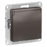 Розетка силовая Schneider Electric Atlas Design со шторками и крышкой, мокко