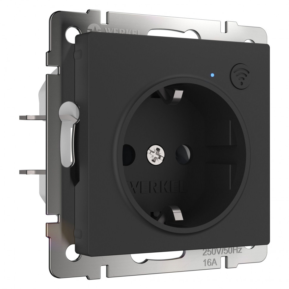 Умная встраиваемая розетка с заземлением с защитными шторками (черный матовый) W1171608 фото 1 — Multielectrika