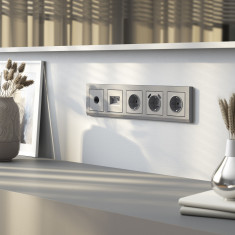 Накладка для двойной розетки Еthernet RJ-45 (серебряный матовый) W1191165 &mdash; Multielectrika