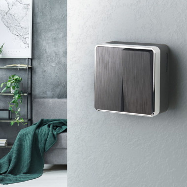 Выключатель двухклавишный Gallant графит рифленый W5020004 &mdash; Multielectrika