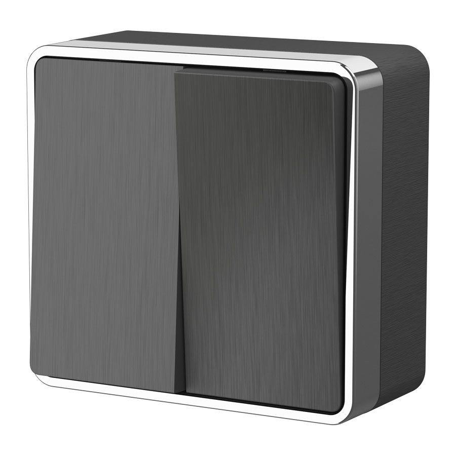 Выключатель двухклавишный Gallant графит рифленый W5020004 фото 1 &mdash; Multielectrika