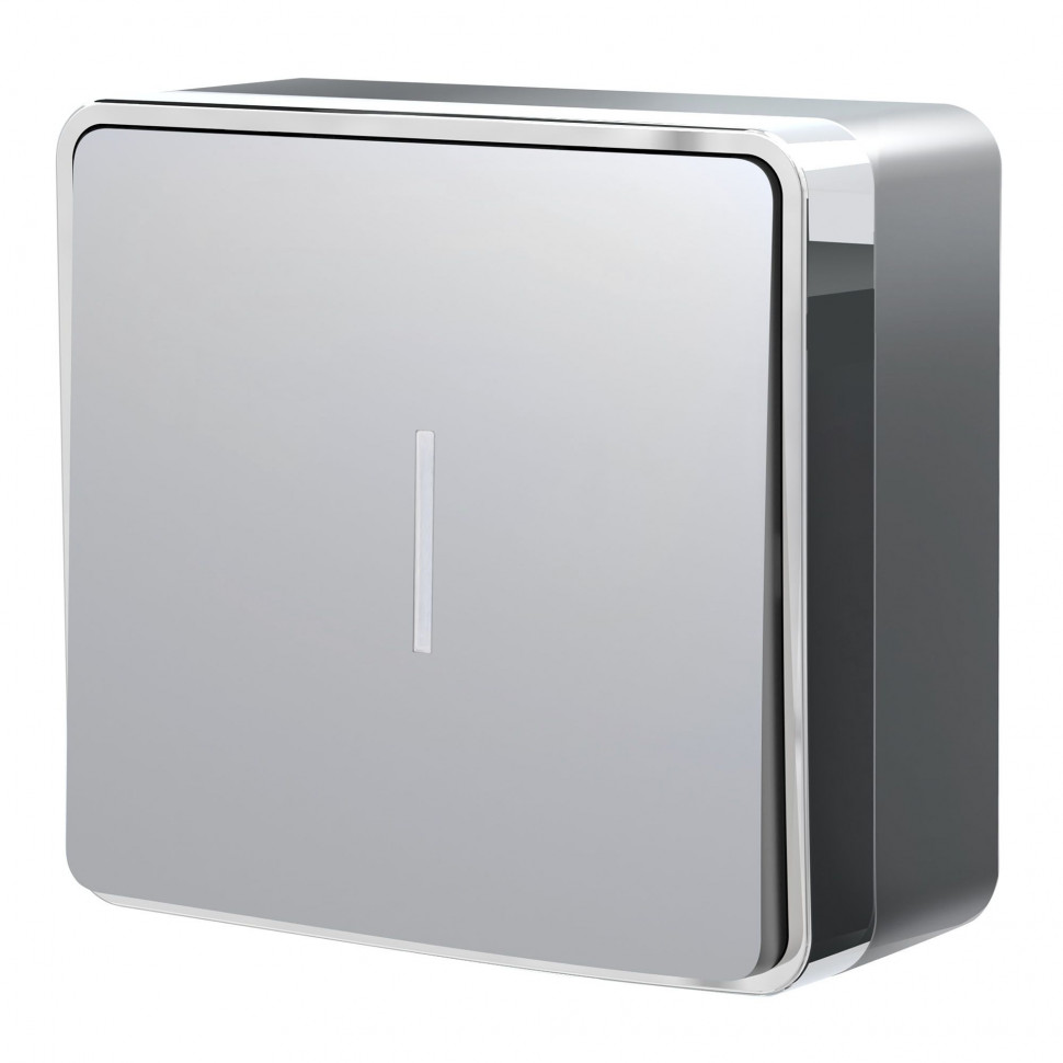 Выключатель одноклавишный с подсветкой Gallant серебряный W5010106 фото 1 &mdash; Multielectrika