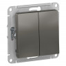 Выключатель двухклавишный Schneider Electric Atlas Design сталь
