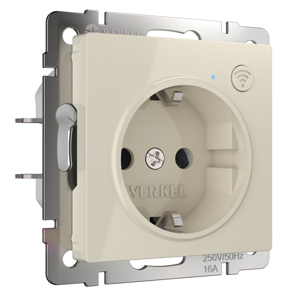 Умная встраиваемая розетка с заземлением с защитными шторками (слоновая кость) W1171603 фото 1 &mdash; Multielectrika