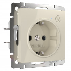 Умная встраиваемая розетка с заземлением с защитными шторками (слоновая кость) W1171603 &mdash; Multielectrika