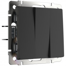 Выключатель трехклавишный (черный матовый) W1130008 &mdash; Multielectrika