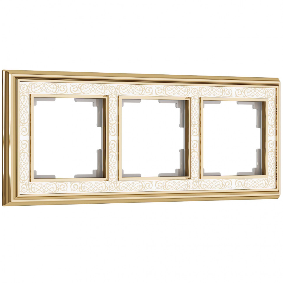 Рамка на 3 поста (золото/белый) W0031429 фото 1 — Multielectrika