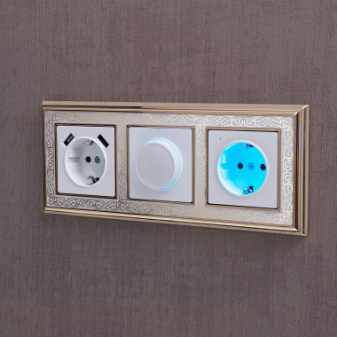 Рамка на 3 поста (золото/белый) W0031429 — Multielectrika