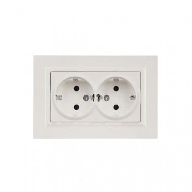 Розетка двойная с заземлением с защитными шторками 16А в сборе IEK Brite РСш12-3-БрЖ жемчуг — Multielectrika