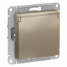 Розетка силовая Schneider Electric Atlas Design со шторками и крышкой, шампань