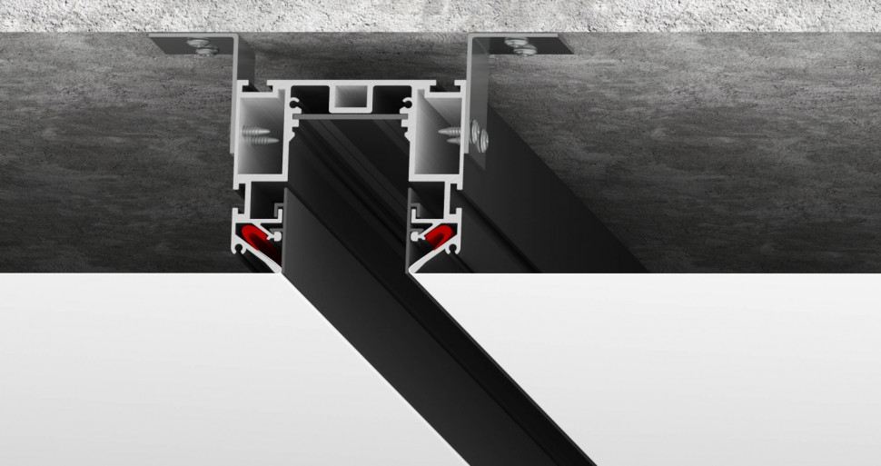 Трек SY в натяжной потолок, черный PCB Серебро SY-601201-CL-2-BL фото 1 — Multielectrika