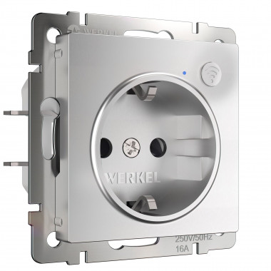 Умная встраиваемая розетка с заземлением с защитными шторками (серебряный) W1171606 &mdash; Multielectrika