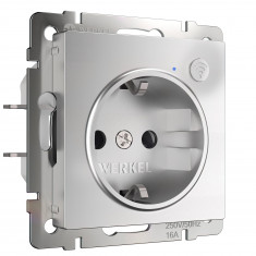 Умная встраиваемая розетка с заземлением с защитными шторками (серебряный) W1171606 &mdash; Multielectrika