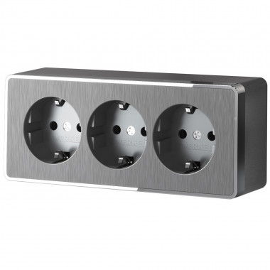 Розетка тройная с заземлением и шторками Gallant графит рифленый W5073104 — Multielectrika