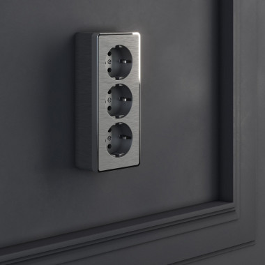 Розетка тройная с заземлением и шторками Gallant графит рифленый W5073104 &mdash; Multielectrika