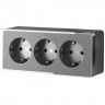 Розетка тройная с заземлением и шторками Gallant графит рифленый W5073104