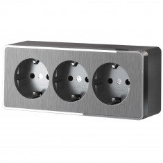 Розетка тройная с заземлением и шторками Gallant графит рифленый W5073104 &mdash; Multielectrika