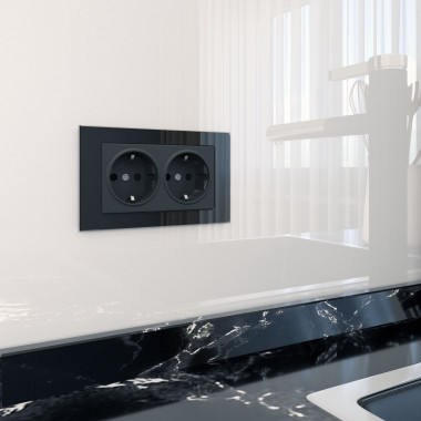 Розетка двойная с заземлением (черный матовый) W1172008 — Multielectrika