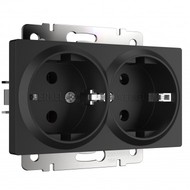 Розетка двойная с заземлением (черный матовый) W1172008 &mdash; Multielectrika
