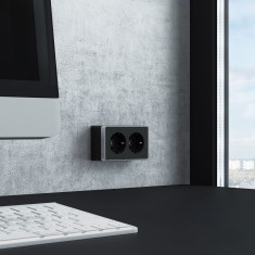 Розетка двойная с заземлением Gallant черный/хром W5072135 &mdash; Multielectrika