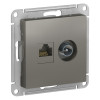 Розетка TV+RJ-45 Schneider Electric Atlas Design сталь фото 1 — Multielectrika