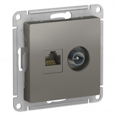Розетка TV+RJ-45 Schneider Electric Atlas Design сталь &mdash; Multielectrika