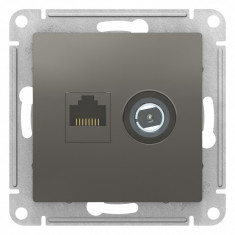 Розетка TV+RJ-45 Schneider Electric Atlas Design сталь &mdash; Multielectrika