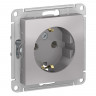 Розетка силовая Schneider Electric Atlas Design со шторками, алюминий