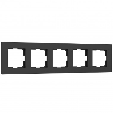 Рамка из поликарбоната на 5 постов Slab черный софт W0052908 &mdash; Multielectrika