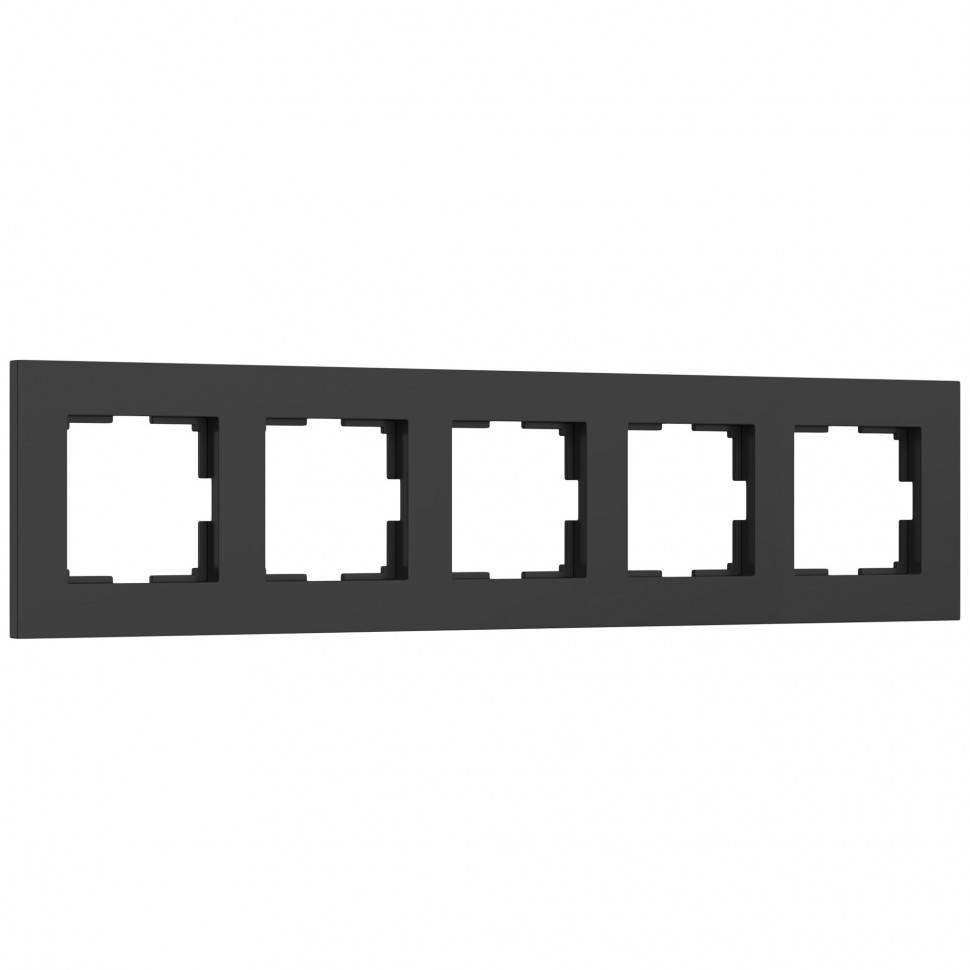 Рамка из поликарбоната на 5 постов Slab черный софт W0052908 фото 1 &mdash; Multielectrika