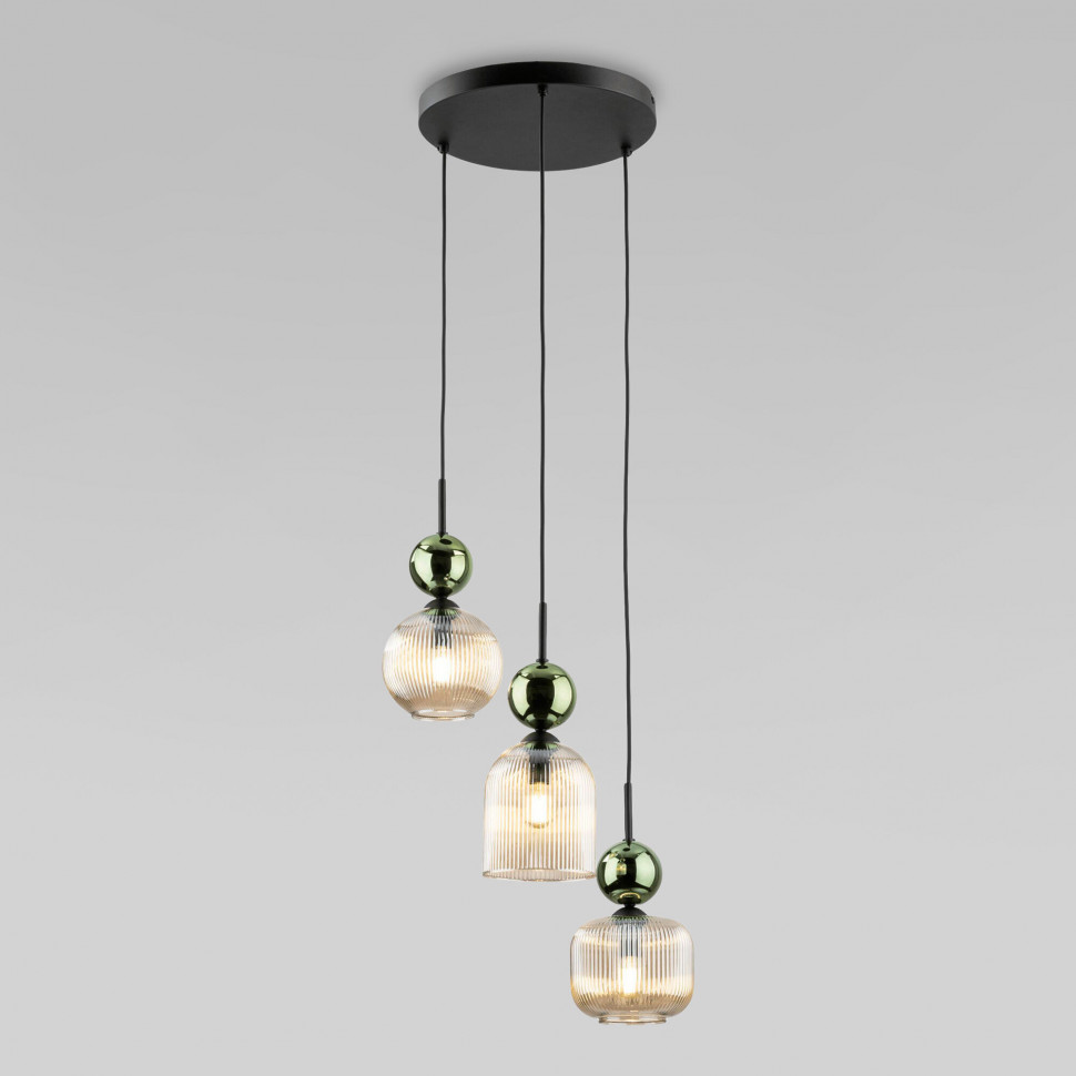 Подвесной светильник со стеклянными плафонами 11148 Sophia Green Cognac фото 1 &mdash; Multielectrika