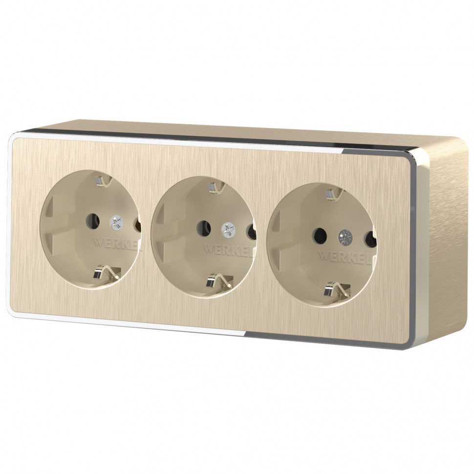 Розетка тройная с заземлением и шторками Gallant шампань рифленый W5073110 фото 1 — Multielectrika