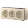 Розетка тройная с заземлением и шторками Gallant шампань рифленый W5073110