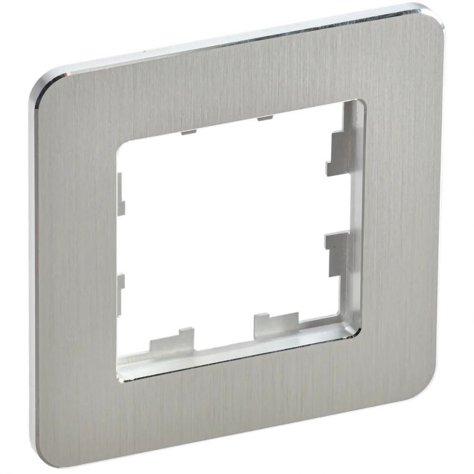 Рамка на 1 пост IEK Brite РУ-1-1-Бр металл алюминий RE AL фото 1 — Multielectrika